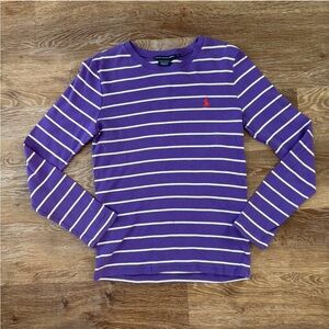 Ralph Lauren Kids Long Sleeve Purple Striped Tee